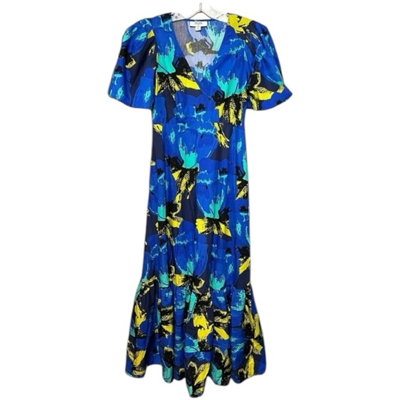 Christopher John Rogers x Target Tiered Puff Sleeve Maxi Dress Blue Floral Boho - Picture 2 of 7